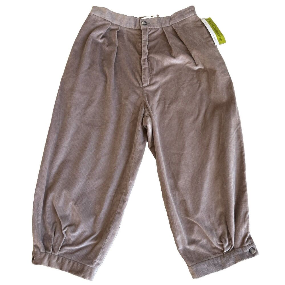 VTG Liz Claiborne Tan Corduroy Pleated Front Ballon Capri Pants Size 10 NWTs